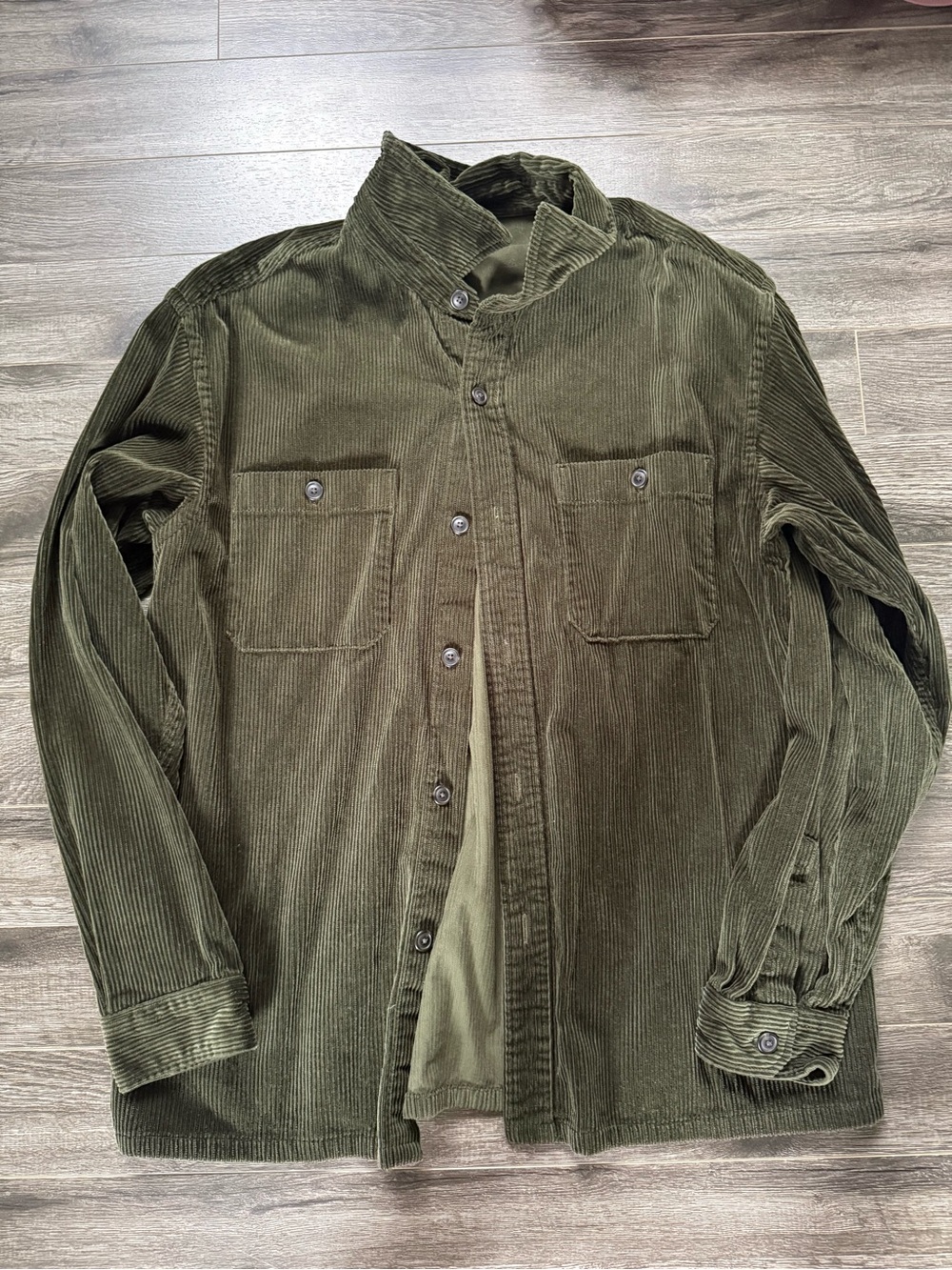 Uniqlo Olive Green Corduroy Field Shirt Jacket